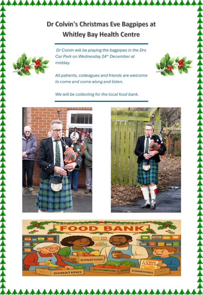 Bagpipes in the car park 24th December 2025